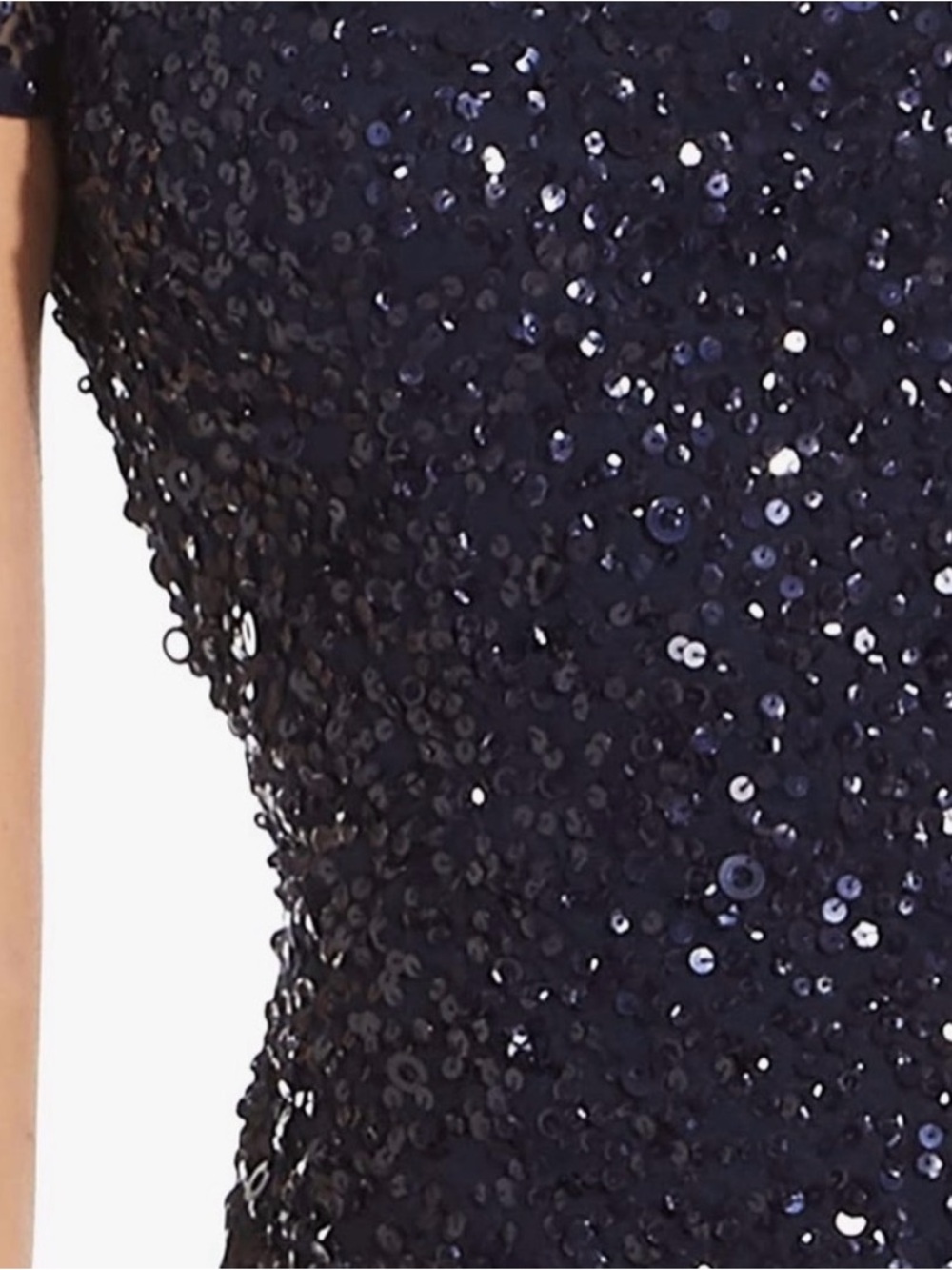Adrianna Papell Navy Sequin Short Sleeve Cocktail Dress 388506